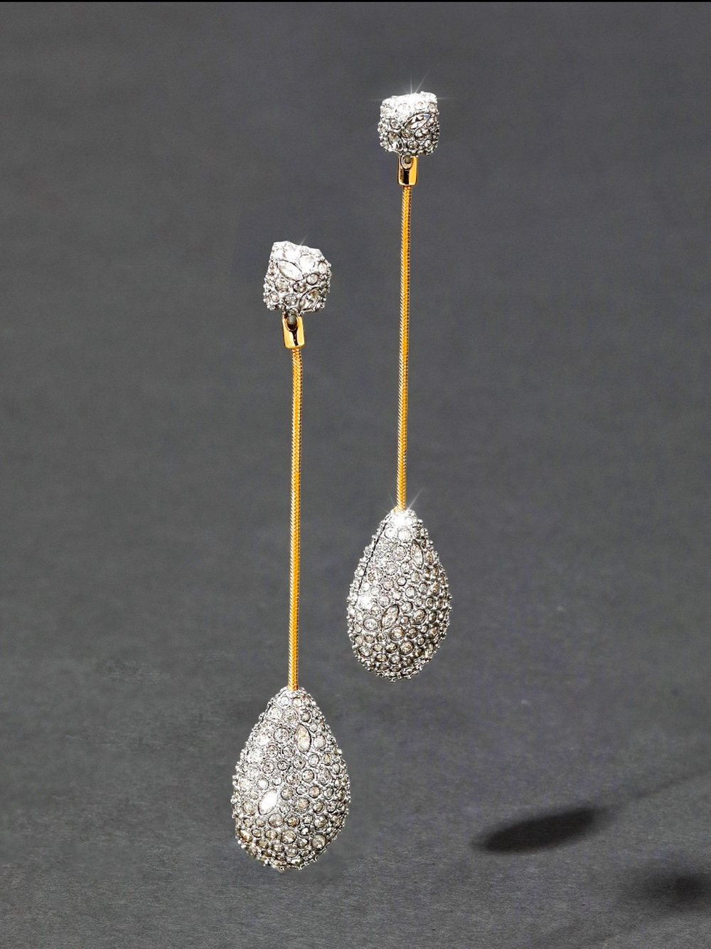 Alexis Bittar Rhodium Pave Teardrop Post Earrings